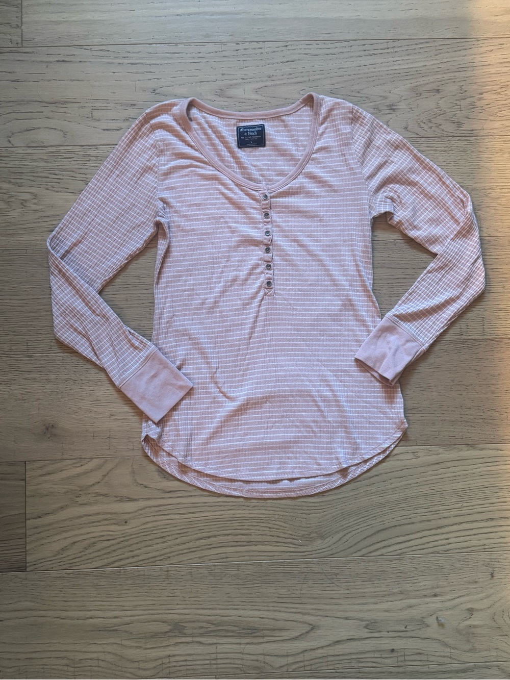 Abercrombie & Fitch Striped Ribbed Henley Long Sleeve Top Women’s L
